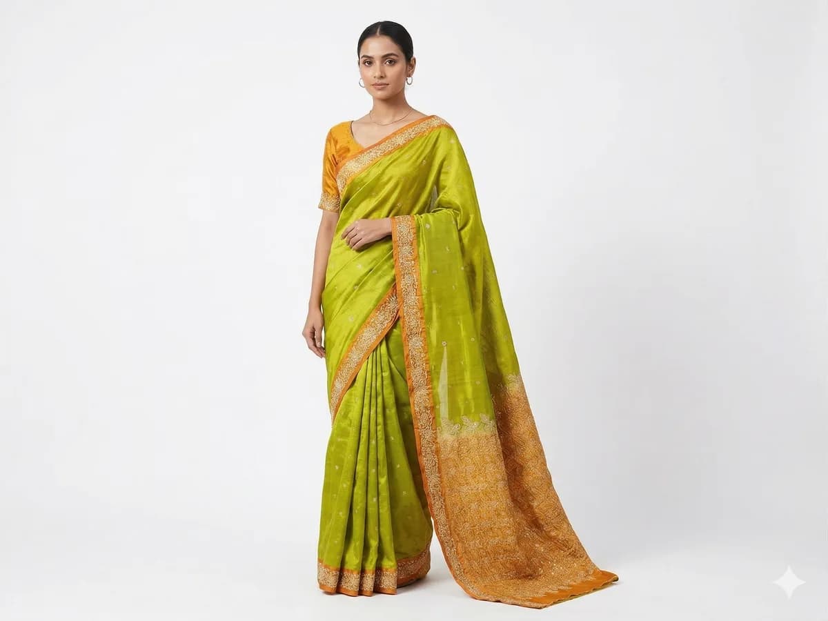 Emerald Green Silk Saree - View 2