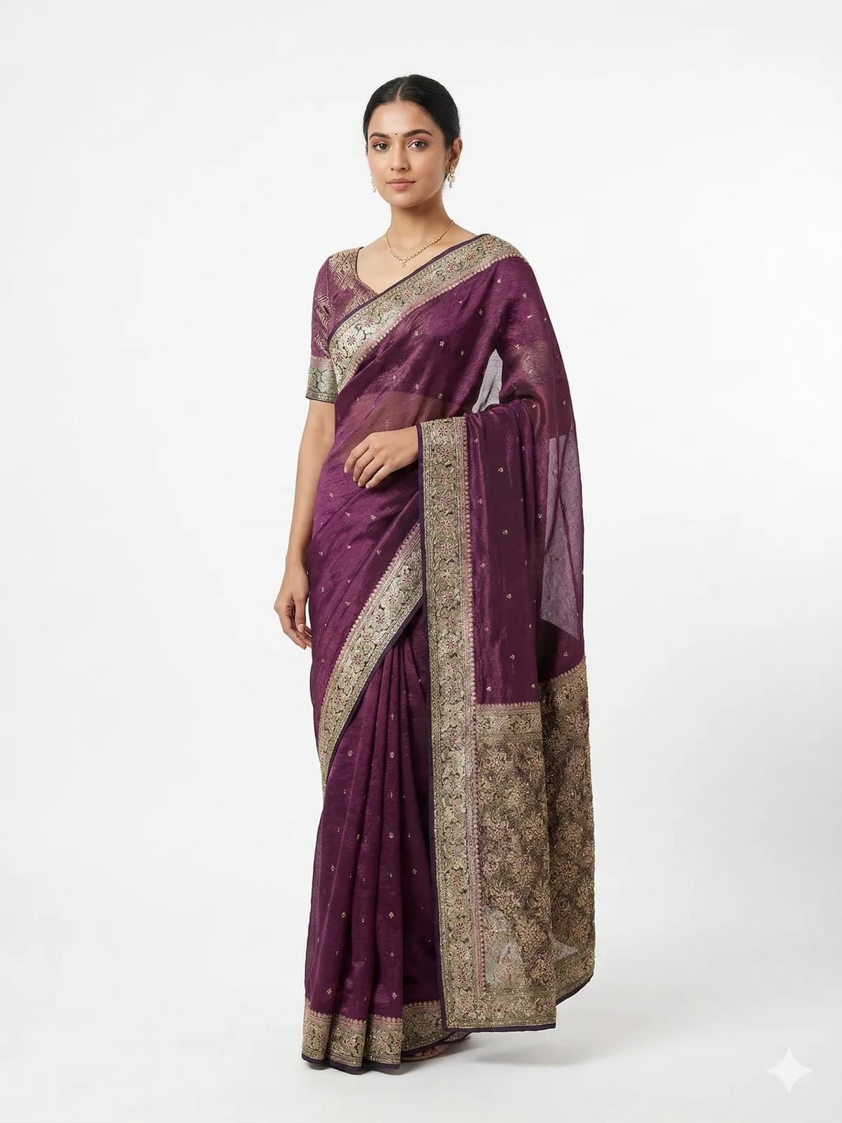 Plum Zari Silk Saree