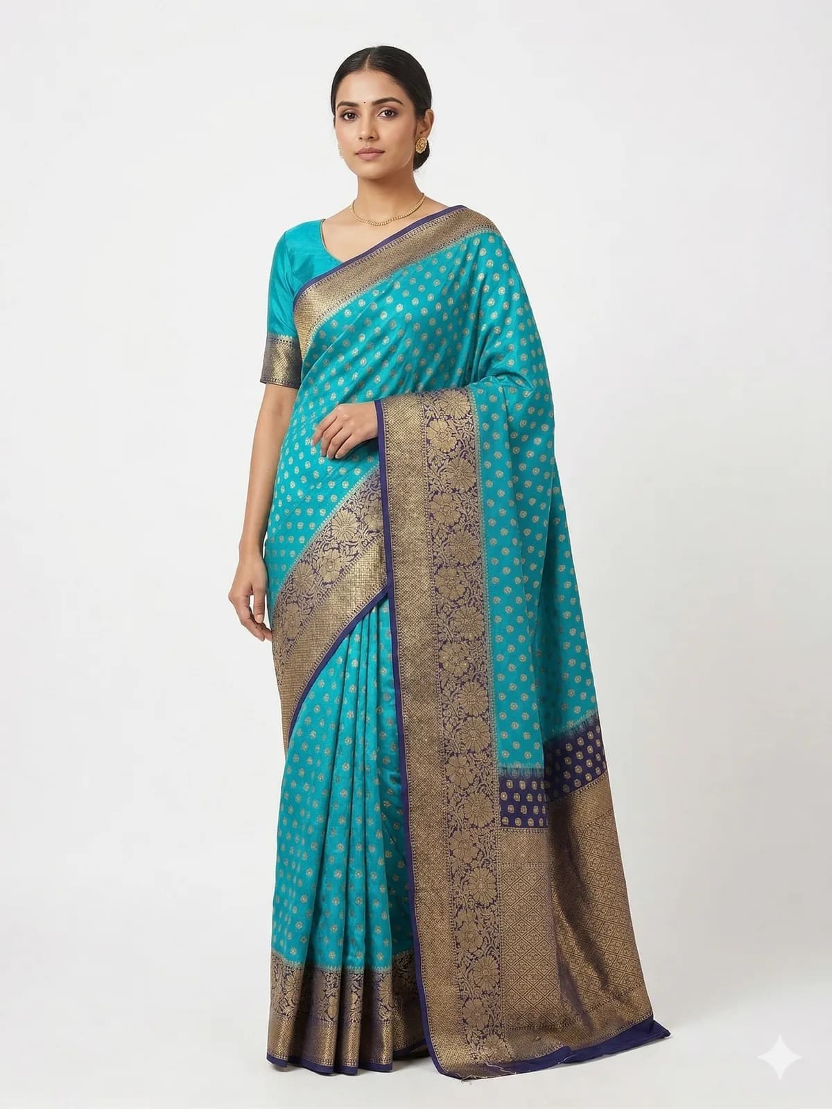 Turquoise Banarasi Saree